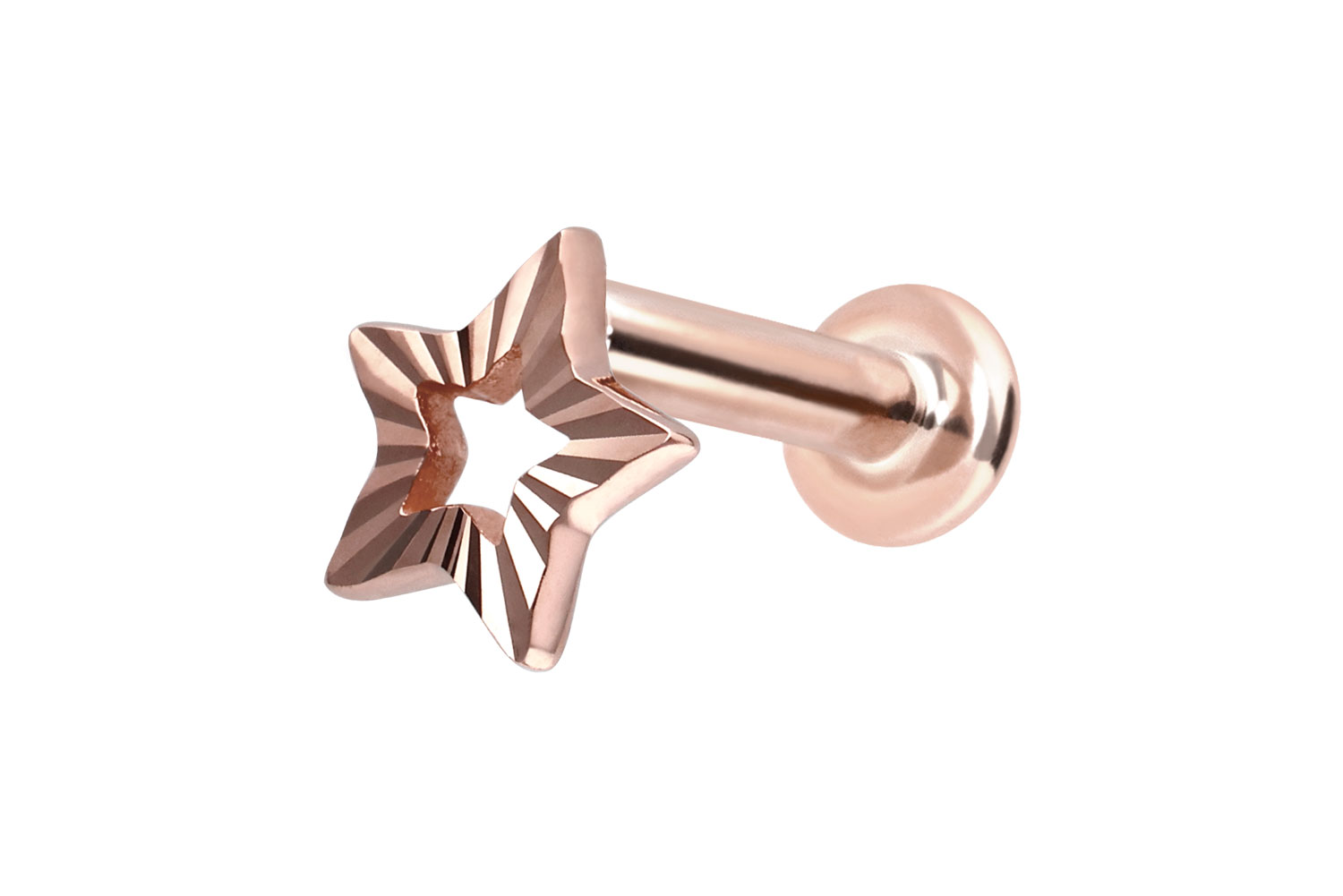 14 Karat Gold Labret Piercing mit Push Fit STERN